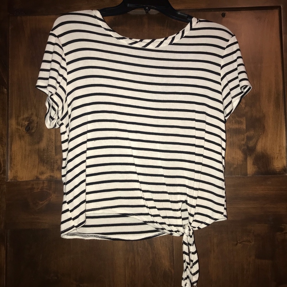 Tie Front Striped T Shirt